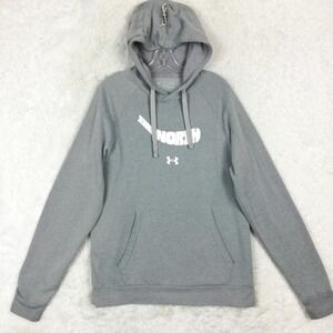 Under Armour Womens Sweatshirt Hoodie Rival Fleece Gray Loose Heatgear Raglan L